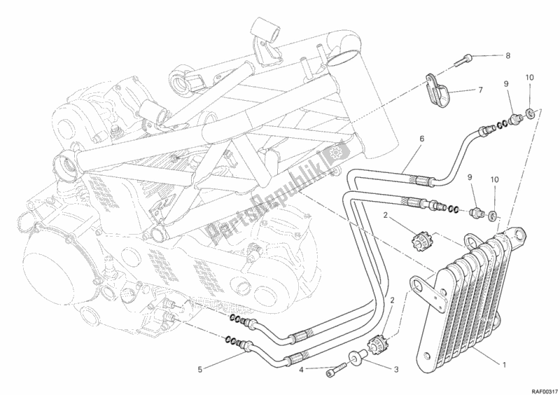 Toutes les pièces pour le Refroidisseur D'huile du Ducati Monster 1100 S ABS USA 2010